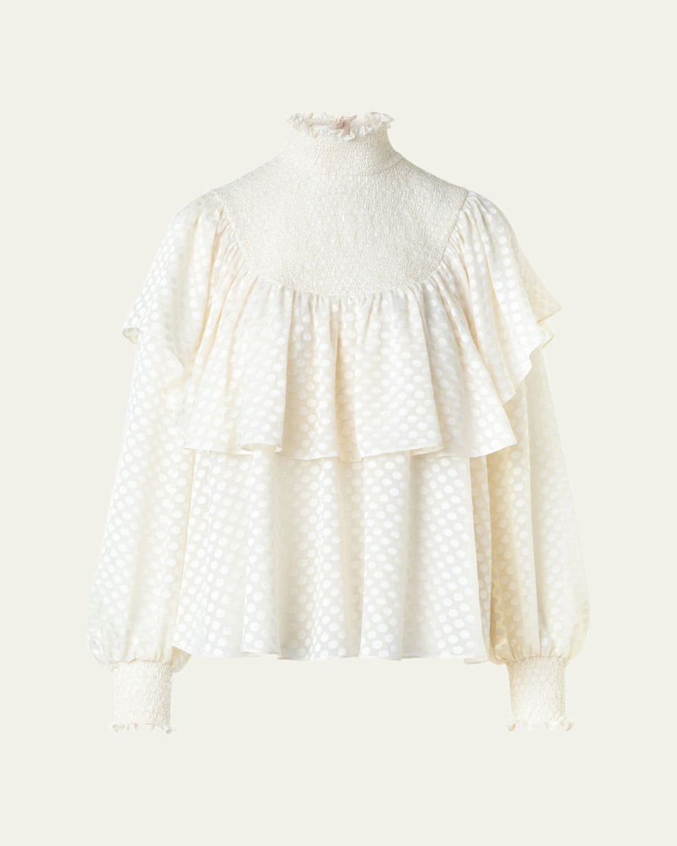 Diamond Dot Devore Flounce Blouse